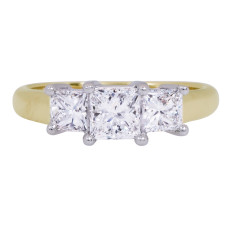 Vintage 1.46 CTW Princess Cut Diamond 3-Stone Engagement Ring