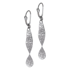 Vintage 14K White Gold Twist Drop Earrings