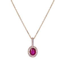 New Venetti 0.56 CTW Diamond & Ruby Halo Necklace