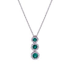 New Venetti 0.71 CTW Diamond & Emerald Halo Necklace