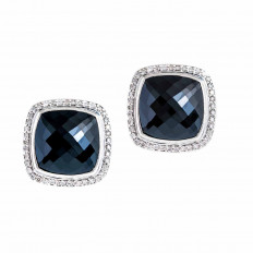 Vintage David Yurman 0.64 CTW Diamond & Onyx Albion Earrings