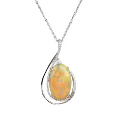 New Ethiopian Opal and Diamond Pendant