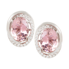 New 4.59 CTW Pink Tourmaline & Diamond Earrings