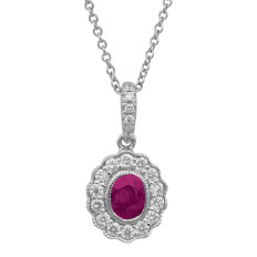 New Madison L. 0.74 CTW Ruby and Diamond Halo Pendant