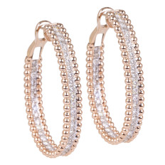 Vintage 2.20 CTW Diamond Beaded Hoop Earrings