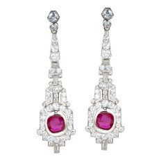 Vintage 6.97 CTW Ruby & Diamond Dangle Earrings