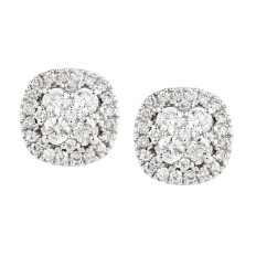 Vintage 2.20 CTW Diamond Halo Stud Earrings