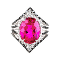 Vintage 8.62 CTW Rubellite & Diamond Ring