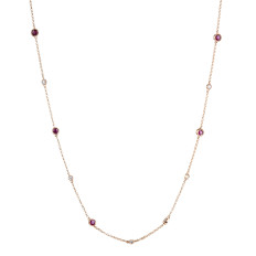 New 1.61 CTW Ruby & Diamond Rolo Necklace