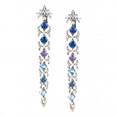 New 5.64 CTW Sapphire & Diamond Drop Earrings 