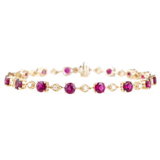 New 6.23 CTW Rubellite & Diamond Bracelet