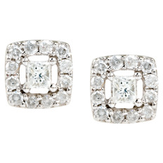 Vintage Halo Stud Diamond Earrings