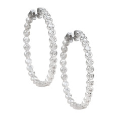 Vintage 1.80 CTW Diamond "Inside Out" Hoop Earrings