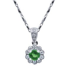 New 0.20 CTW Diamond & Emerald Pendant