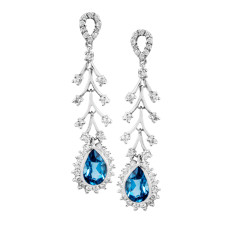 Vintage 3.00 CTW Blue Topaz & Diamond Drop Earrings