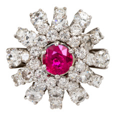 Vintage 2.66 CTW Ruby & Diamond Starburst Cluster Ring