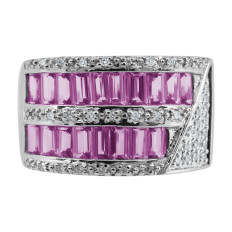 Vintage 2.20 CTW Diamond & Pink Sapphire Band