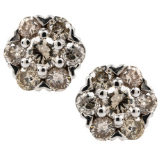 Vintage 0.70 CTW Diamond Cluster Stud Earrings