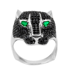 Vintage Effy 3.20 CTW Black Diamond & Emerald Panther Ring