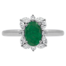 New Venetti 1.23 CTW Diamond & Emerald Halo Ring