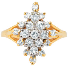 Vintage 1.00 CTW Diamond Cluster Ring