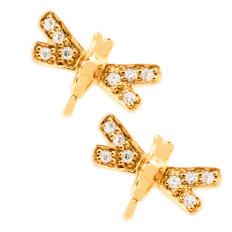 New 0.10 CTW Diamond Dragonfly Stud Earrings