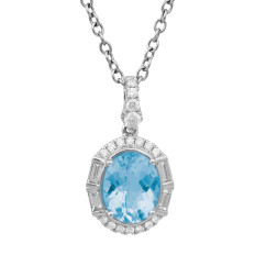 New 2.05 CTW Diamond & Aquamarine Pendant