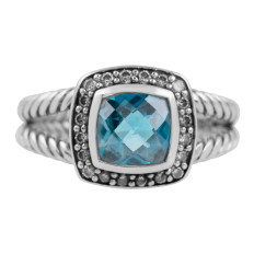 Vintage David Yurman 2.00 CTW Diamond & Blue Topaz Ring