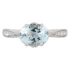 Vintage 1.61 CTW Diamond & Aquamarine Ring