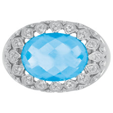 Vintage 6.25 CTW Diamond & Blue Topaz Ring