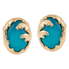 Vintage Created Turquoise Leaf Earrings