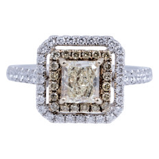 New 1.61 CTW Yellow Diamond Double Halo Engagement Ring