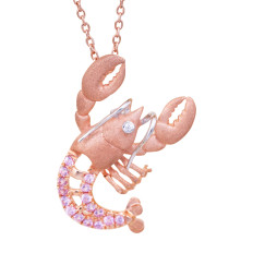 New Denny Wong 0.17 CTW Diamond & Pink Sapphire Lobster Pendant