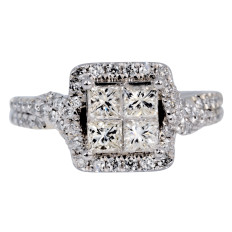 Vintage 1.00 CTW Princess Cut Diamond Engagement Ring