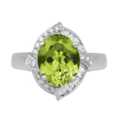 Vintage 3.82 CTW Oval Peridot & Diamond Halo Ring