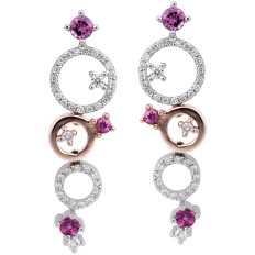 Vintage 1.44 CTW Diamond & Pink Tourmaline Earrings