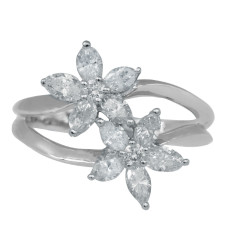 Vintage 1.25 CTW Marquise Diamond Flowers Ring