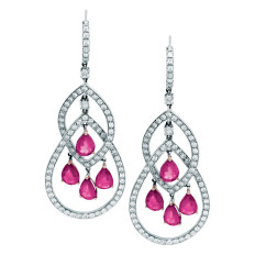 Vintage 7.43 CTW Diamond & Ruby Drop Earrings 