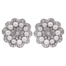 Vintage 1.00 CTW Diamond & Pearl Earrings 