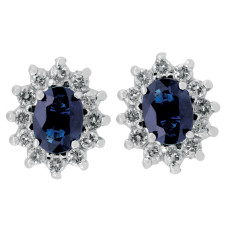 Vintage 1.92 CTW Diamond & Sapphire Halo Earrings