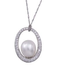 Vintage 0.75 CTW Diamond & Pearl Pendant