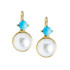 Vintage White Cultured Pearl & Turquoise Earrings