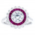 New Beverley K 0.89 CTW Diamond & Ruby Halo Engagement Ring 