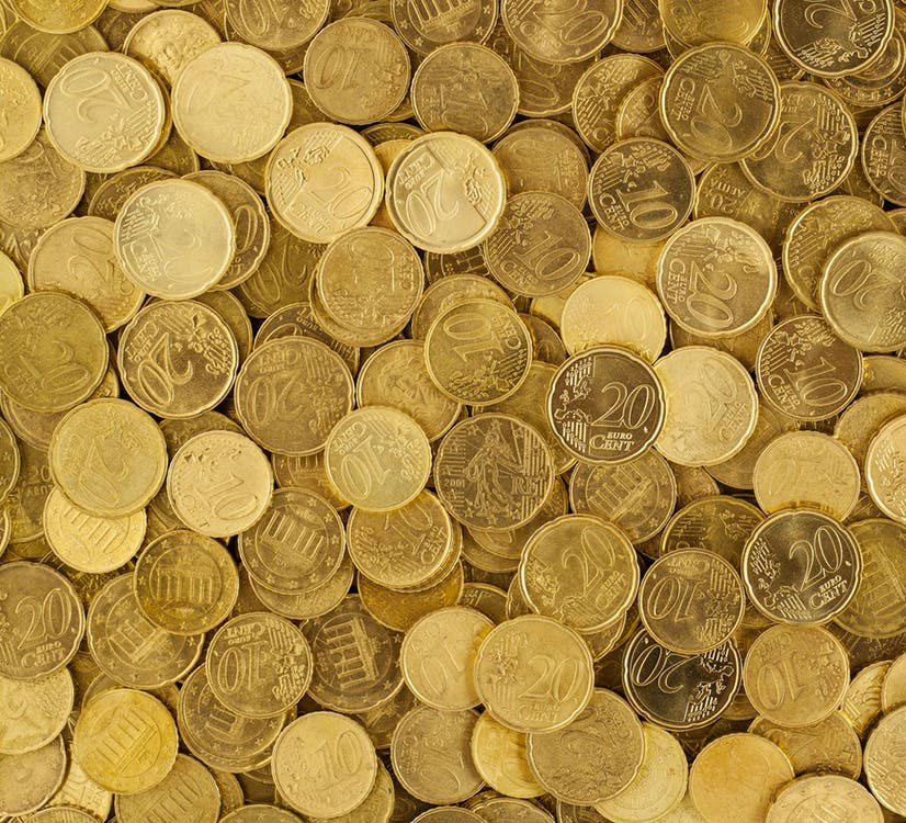 Pile of gold coins.