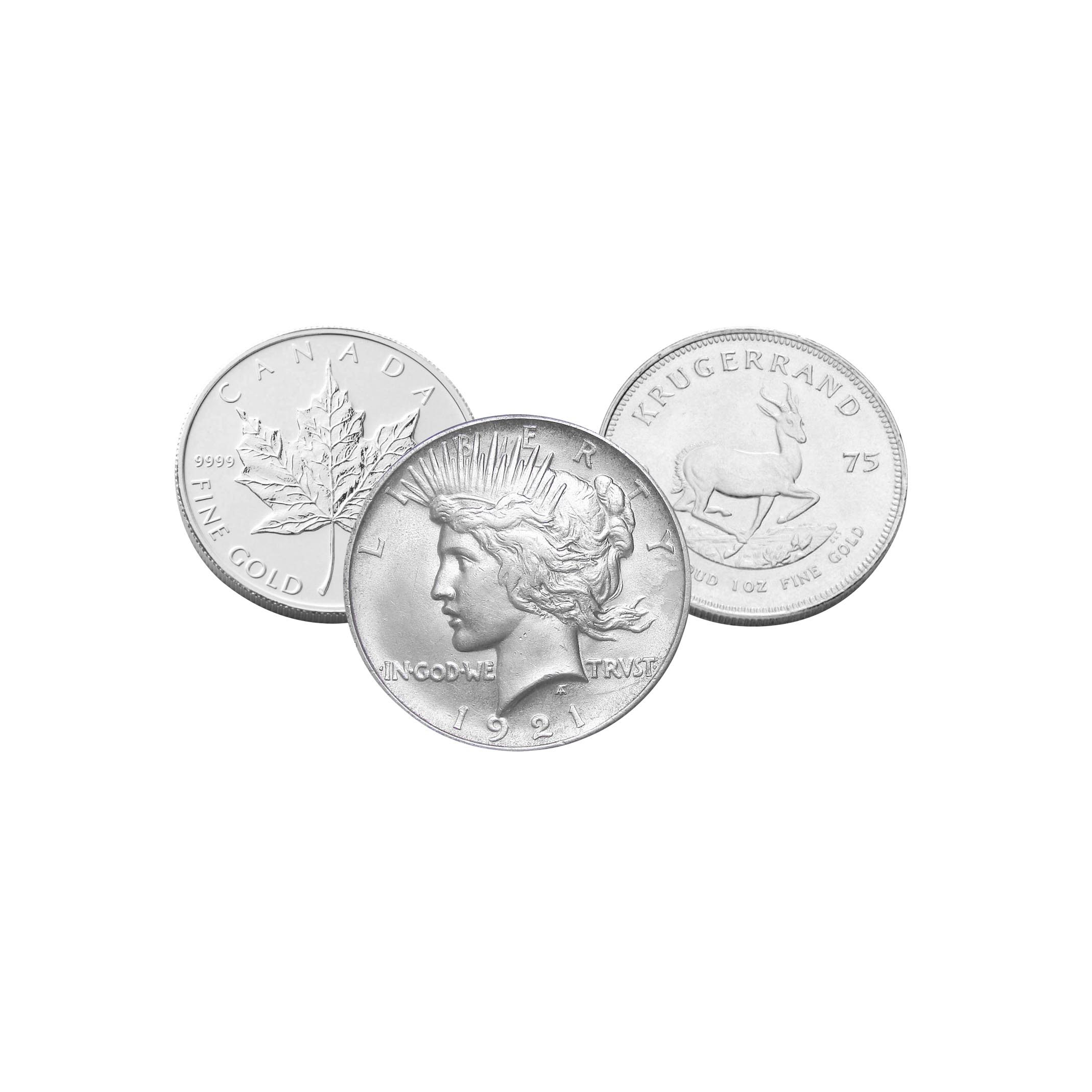 Three silver coins.