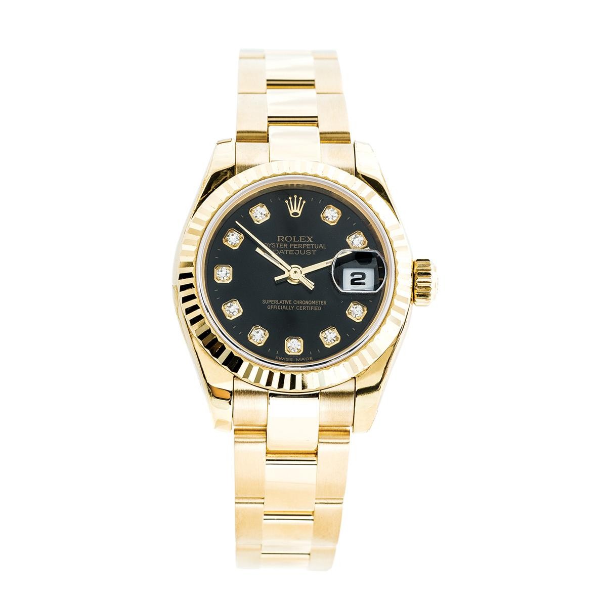 golden black dial watch