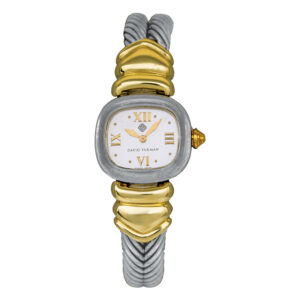 stainless steel and yellow gold David Yurman fashion watch with a white dial