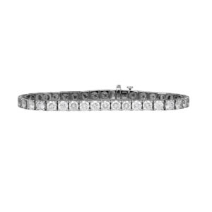 white gold tennis bracelet set with round brilliant diamonds