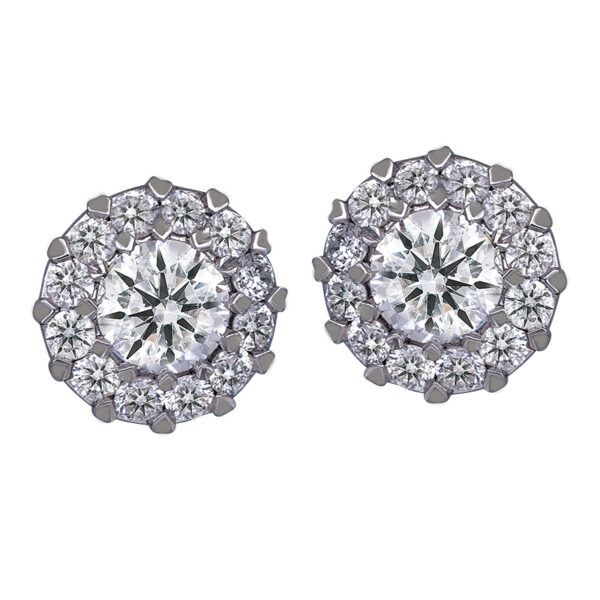 white gold diamond halo stud earrings