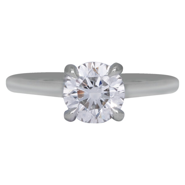 white gold solitaire engagement ring set with a round diamond